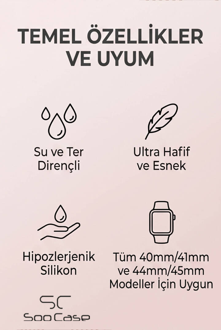 Apple Watch Uyumlu Watch 3 4 5 6 7 8 9 SeSeri 38 40 41mm Solo Loop Kordon Kayış Silikon S Beden MT86 - 13