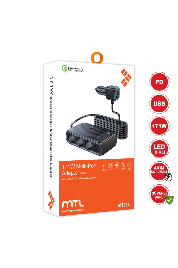 Araç Çakmaklık Çoğaltıcı USB Type-C Şarj Aleti MT-A9875 - 3