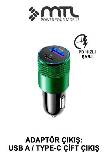 Araç Şarj Aleti Çakmaklık 38W Lightning |Type-C + USB Çift Portlu - Qualcomm QC 4.0 Desteği MT-A1834 - 2