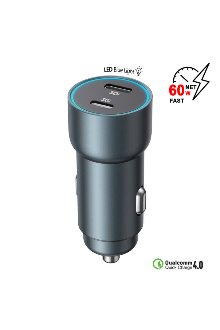 Araç Şarj Aleti Çakmaklık 60W Lightning ve Type-C Çift Portlu - Qualcomm QC 4.0 Desteği MT-A1836 - 3