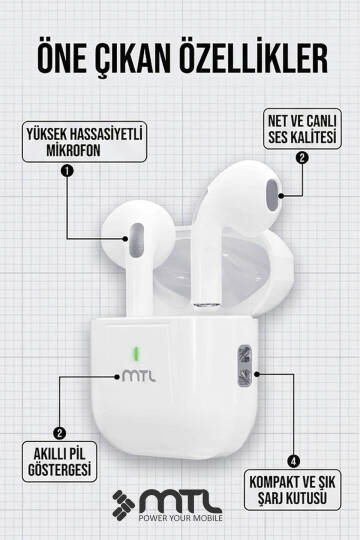 Bluetooth Kablosuz Silikonsuz Kulaklık Ios ve Android Uyumlu - 6