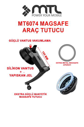 Güçlü Manyetik MagSafe Uyumlu Araç İçi Telefon Tutucu Dayanıklı ve Yapışkan Vantus 360° Döner Başlık - 2
