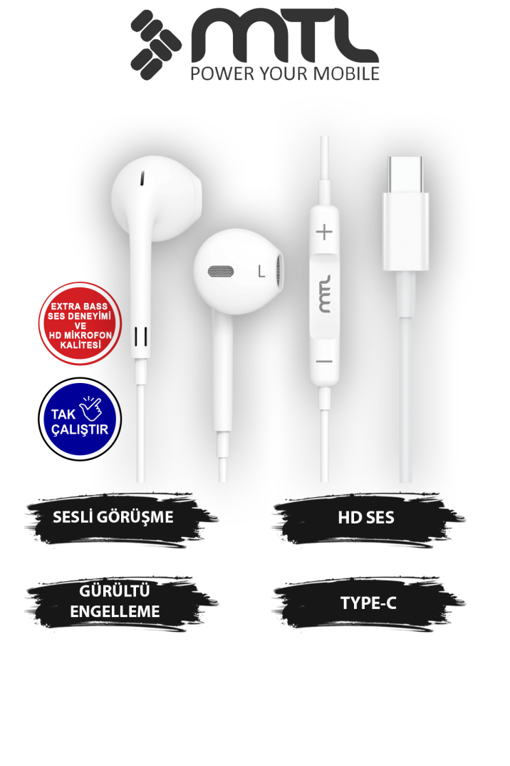 Huawei Nova 13 Uyumlu Tak Çalıştır Stero Type-C Kulaklık MT293A - 1