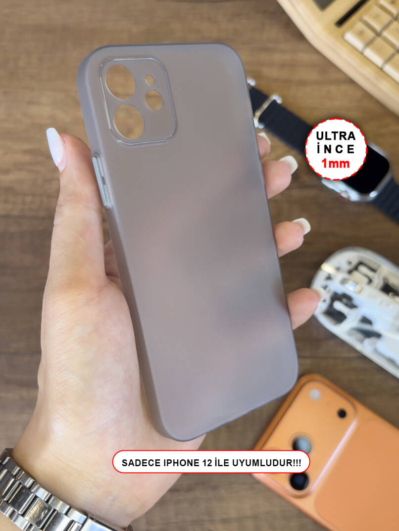 iPhone 12 Uyumlu Süper İnce Mat Ultra Thin Silikon Kılıf - 9