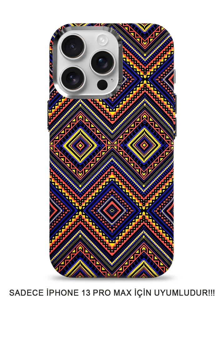 iPhone 13 Pro Max Kılıf Etnik Desenli Örgü Görünümlü Magsafe Uyumlu Premium Kapak Kılıf SOO-900 - 7