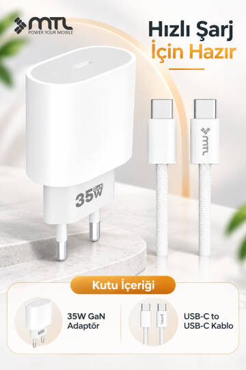 İPhone 15-16-17 / Pro ve Pro Max Serisi Uyumlu Gerçek 35W Gan Type-C Güvenli PD Hızlı Şarj Cihazı - 7