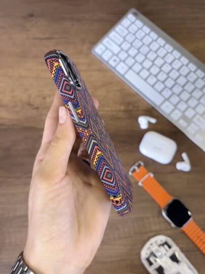 iPhone 15 Kılıf Etnik Desenli Örgü Görünümlü Magsafe Uyumlu Premium Kapak Kılıf SOO-900 - 9