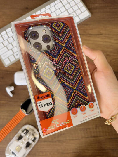 iPhone 15 Pro Kılıf Etnik Desenli Örgü Görünümlü Magsafe Uyumlu Premium Kapak Kılıf SOO-900 - 10