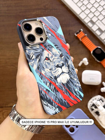 iPhone 15 Pro Max Kılıf MagSafe Uyumlu Hayvan Figürlü Premium Kapak Kılıf SOO-740 - 26