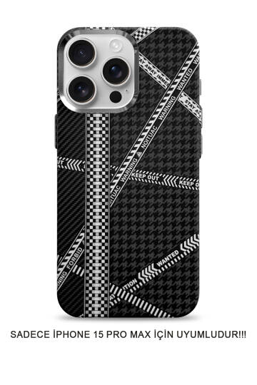 iPhone 15 Pro Max Uyumlu Premium Desenli Sert Magsafe Kılıf Kapak SOO-610