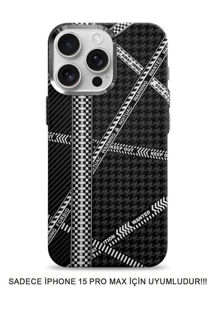 iPhone 15 Pro Max Uyumlu Premium Desenli Sert Magsafe Kılıf Kapak SOO-610 - 1