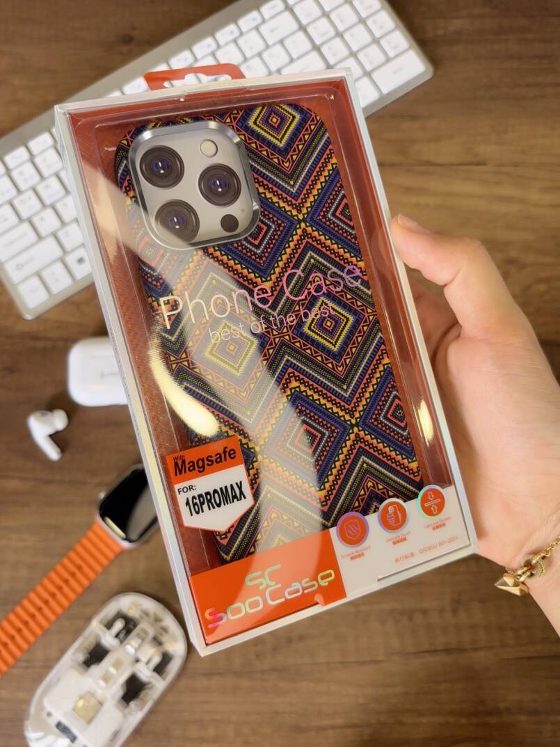 iPhone 16 Pro Max Kılıf Etnik Desenli Örgü Görünümlü Magsafe Uyumlu Premium Kapak Kılıf SOO-900 - 10