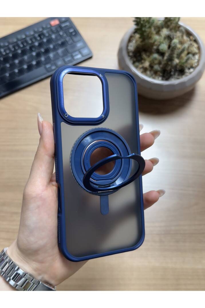 iPhone 16 Pro Standlı Ve Yüzüklü MagSafe Kılıf Soocase721 - 3