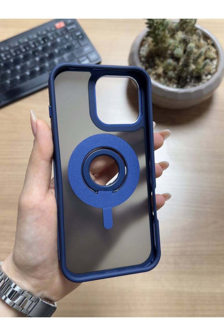 iPhone 16 Pro Standlı Ve Yüzüklü MagSafe Kılıf Soocase721 - 4