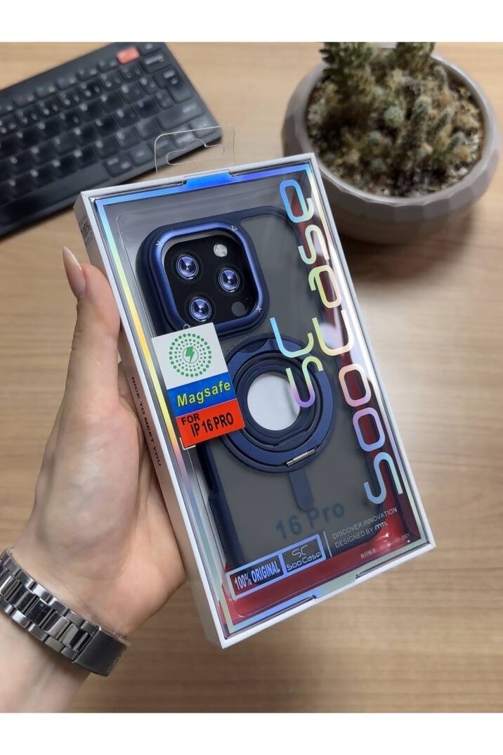 iPhone 16 Pro Standlı Ve Yüzüklü MagSafe Kılıf Soocase721 - 5