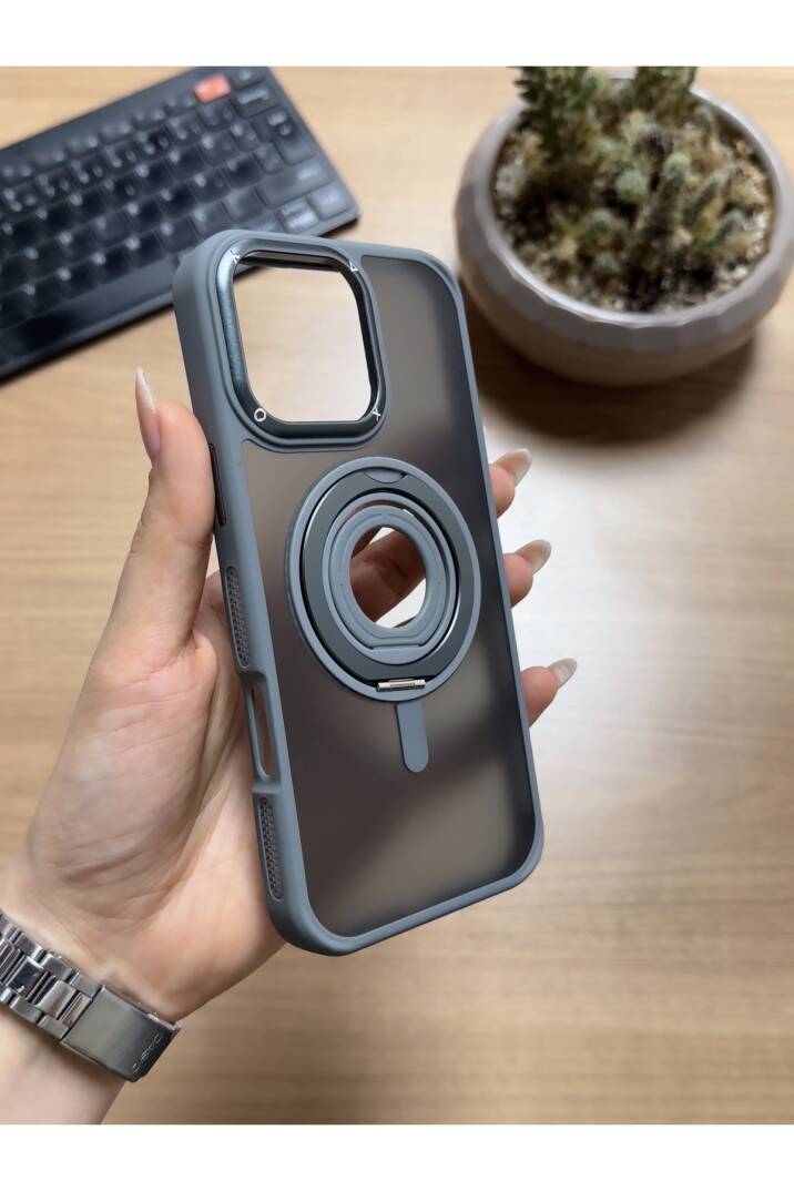 iPhone 16 Pro Standlı Ve Yüzüklü MagSafe Kılıf Soocase721 - 6