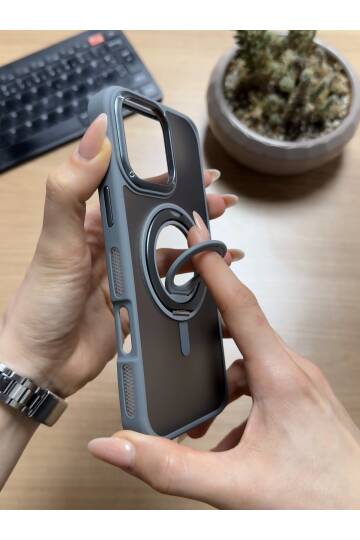 iPhone 16 Pro Standlı Ve Yüzüklü MagSafe Kılıf Soocase721 - 7