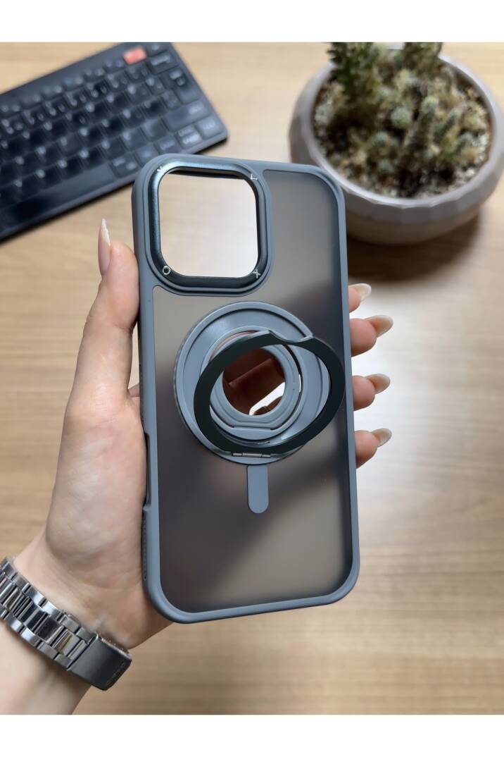 iPhone 16 Pro Standlı Ve Yüzüklü MagSafe Kılıf Soocase721 - 8