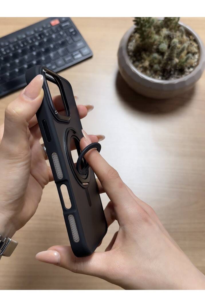 iPhone 16 Pro Standlı Ve Yüzüklü MagSafe Kılıf Soocase721 - 12