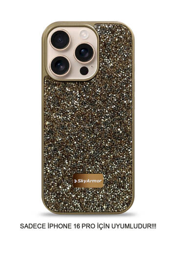 iPhone 16 Pro Uyumlu Kadife İç Yüzey Tasarımlı Taşlı Işıltılı Parlak Pırlanta Kılıf Dia Plus - 7