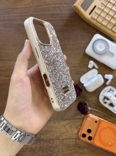 iPhone 16 Pro Uyumlu Kadife İç Yüzey Tasarımlı Taşlı Işıltılı Parlak Pırlanta Kılıf Dia Plus - 11