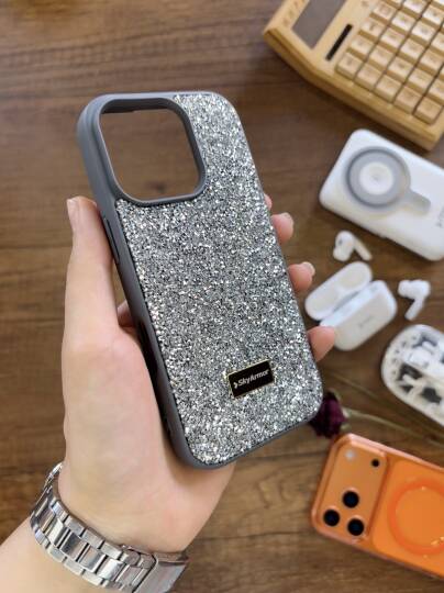 iPhone 16 Pro Uyumlu Kadife İç Yüzey Tasarımlı Taşlı Işıltılı Parlak Pırlanta Kılıf Dia Plus - 18