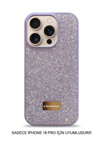 iPhone 16 Pro Uyumlu Kadife İç Yüzey Tasarımlı Taşlı Işıltılı Parlak Pırlanta Kılıf Dia Plus - 19