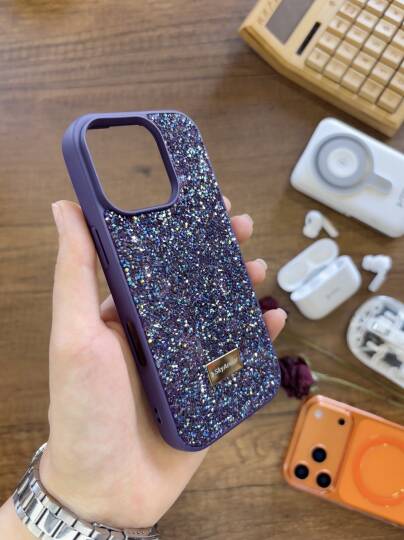 iPhone 16 Pro Uyumlu Kadife İç Yüzey Tasarımlı Taşlı Işıltılı Parlak Pırlanta Kılıf Dia Plus - 30
