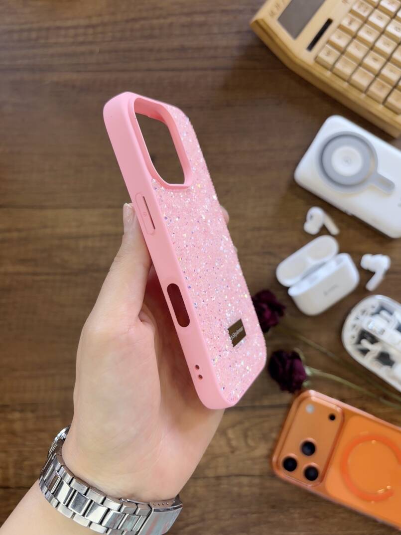 iPhone 16 Pro Uyumlu Kadife İç Yüzey Tasarımlı Taşlı Işıltılı Parlak Pırlanta Kılıf Dia Plus - 35