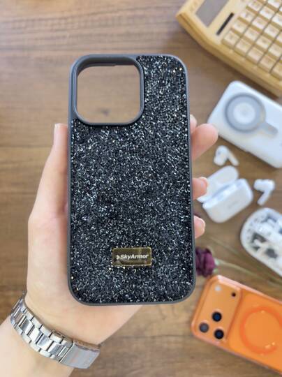 iPhone 16 Pro Uyumlu Kadife İç Yüzey Tasarımlı Taşlı Işıltılı Parlak Pırlanta Kılıf Dia Plus - 38