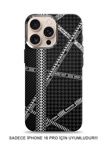 iPhone 16 Pro Uyumlu Premium Desenli Sert Magsafe Kılıf Kapak SOO-610