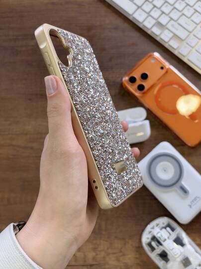 iPhone 16 Uyumlu Kadife İç Yüzey Tasarımlı Taşlı Işıltılı Parlak Pırlanta Kılıf Dia Plus - 10