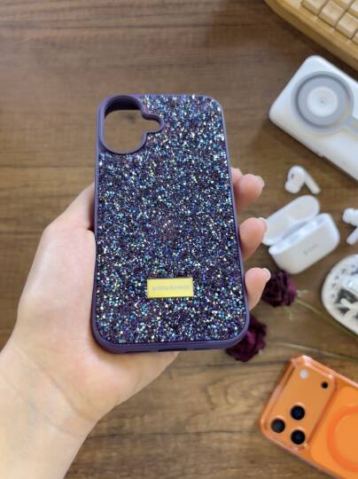 iPhone 16 Uyumlu Kadife İç Yüzey Tasarımlı Taşlı Işıltılı Parlak Pırlanta Kılıf Dia Plus - 24