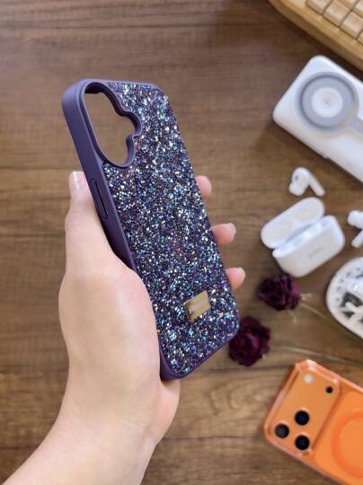iPhone 16 Uyumlu Kadife İç Yüzey Tasarımlı Taşlı Işıltılı Parlak Pırlanta Kılıf Dia Plus - 25