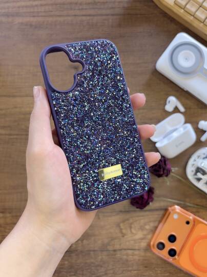 iPhone 16 Uyumlu Kadife İç Yüzey Tasarımlı Taşlı Işıltılı Parlak Pırlanta Kılıf Dia Plus - 26
