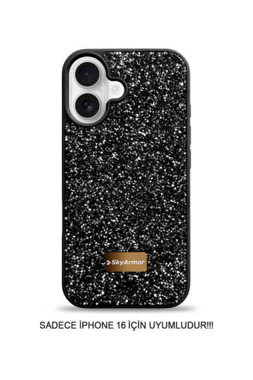 iPhone 16 Uyumlu Kadife İç Yüzey Tasarımlı Taşlı Işıltılı Parlak Pırlanta Kılıf Dia Plus - 34