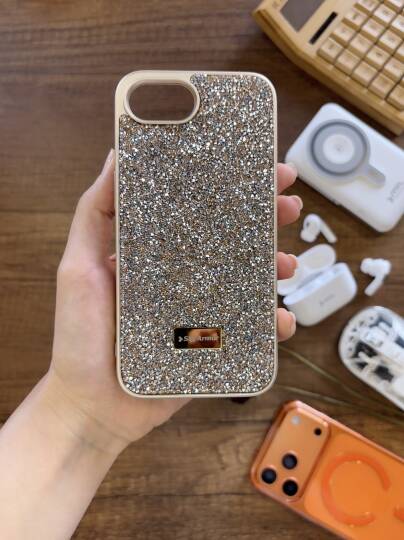 iPhone 16E Uyumlu Kadife İç Yüzey Tasarımlı Taşlı Işıltılı Parlak Pırlanta Kılıf Dia Plus - 9