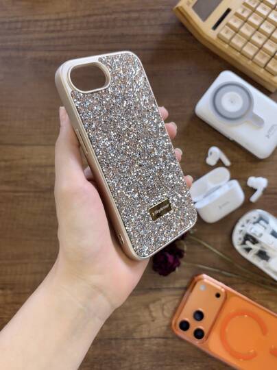 iPhone 16E Uyumlu Kadife İç Yüzey Tasarımlı Taşlı Işıltılı Parlak Pırlanta Kılıf Dia Plus - 12