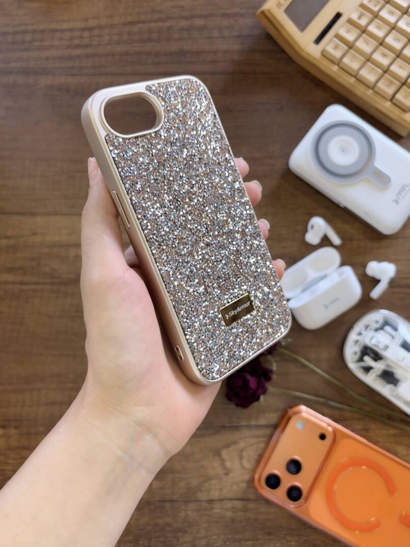 iPhone 16E Uyumlu Kadife İç Yüzey Tasarımlı Taşlı Işıltılı Parlak Pırlanta Kılıf Dia Plus - 12