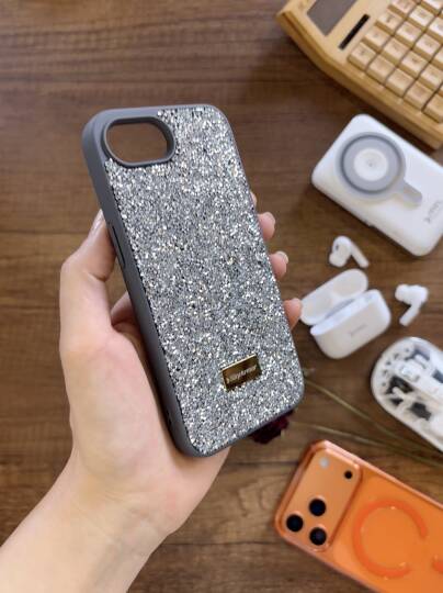 iPhone 16E Uyumlu Kadife İç Yüzey Tasarımlı Taşlı Işıltılı Parlak Pırlanta Kılıf Dia Plus - 18