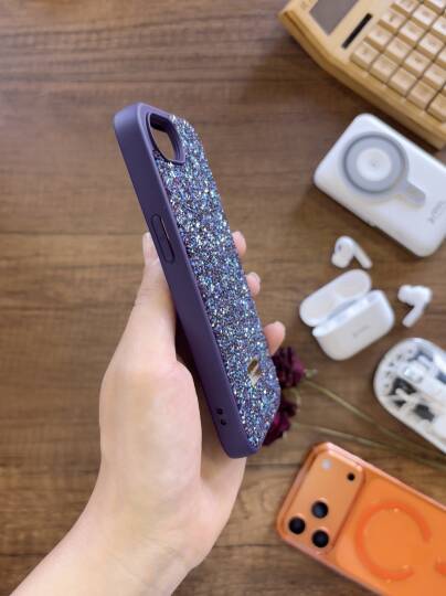 iPhone 16E Uyumlu Kadife İç Yüzey Tasarımlı Taşlı Işıltılı Parlak Pırlanta Kılıf Dia Plus - 29