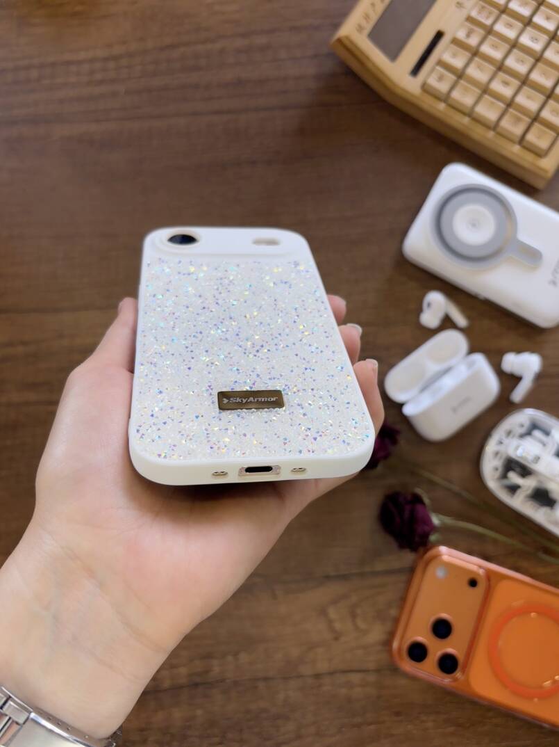 iPhone 17 Air Uyumlu Kadife İç Yüzey Tasarımlı Taşlı Işıltılı Parlak Pırlanta Kılıf Dia Plus - 10