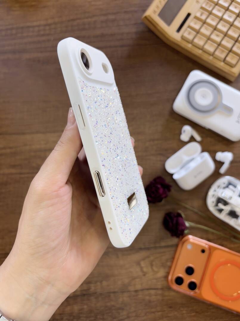 iPhone 17 Air Uyumlu Kadife İç Yüzey Tasarımlı Taşlı Işıltılı Parlak Pırlanta Kılıf Dia Plus - 11