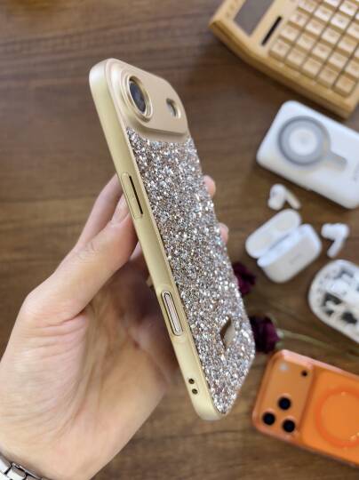 iPhone 17 Air Uyumlu Kadife İç Yüzey Tasarımlı Taşlı Işıltılı Parlak Pırlanta Kılıf Dia Plus - 16