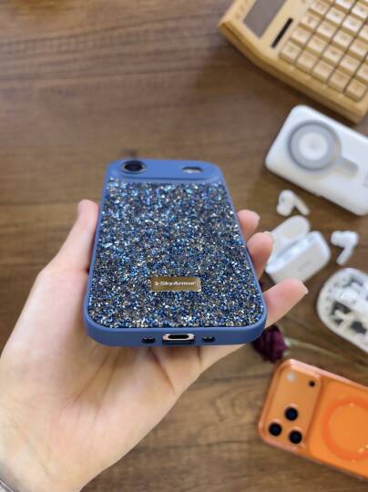 iPhone 17 Air Uyumlu Kadife İç Yüzey Tasarımlı Taşlı Işıltılı Parlak Pırlanta Kılıf Dia Plus - 27