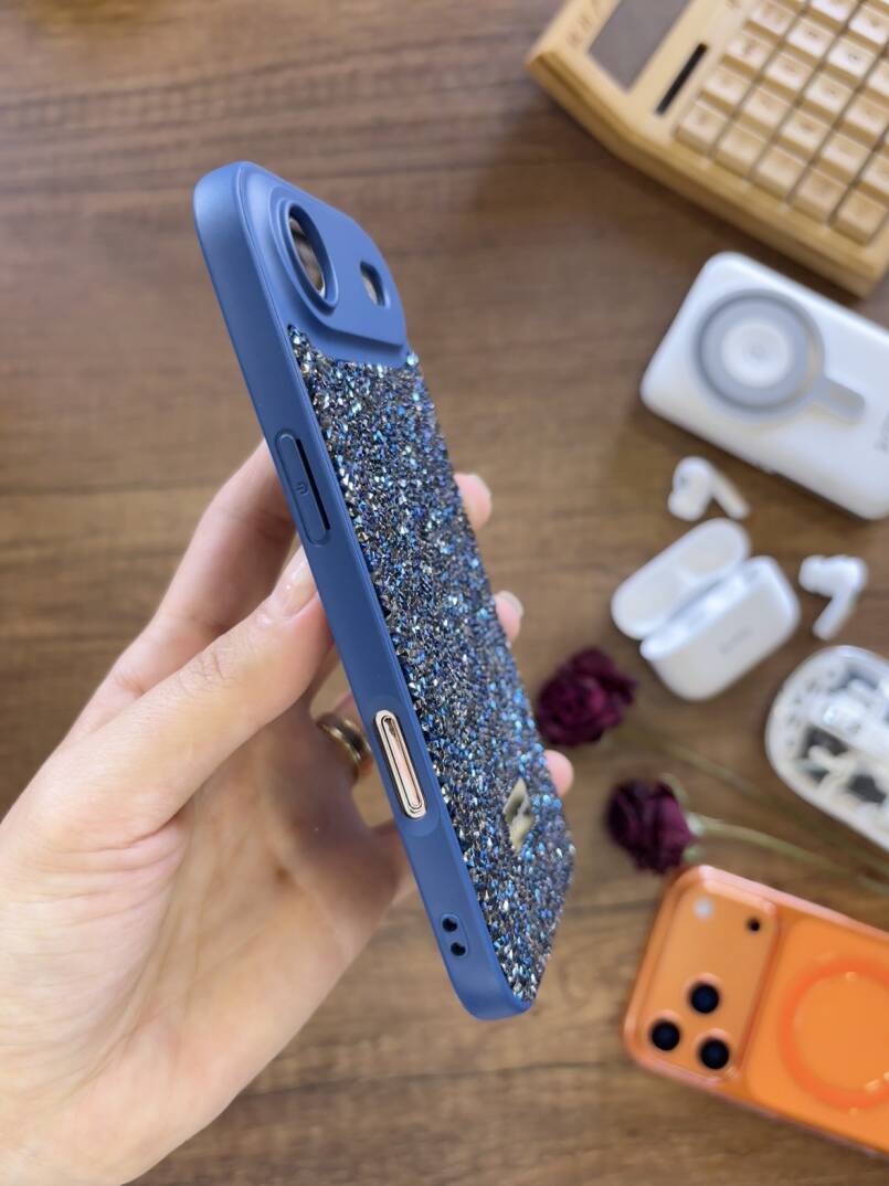 iPhone 17 Air Uyumlu Kadife İç Yüzey Tasarımlı Taşlı Işıltılı Parlak Pırlanta Kılıf Dia Plus - 28