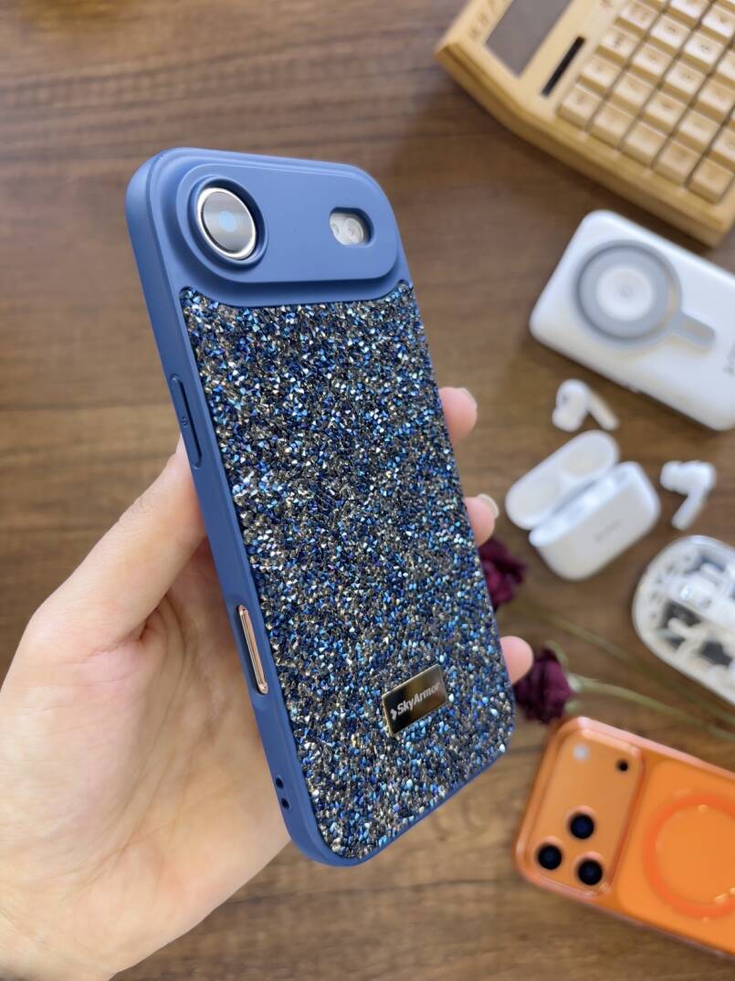 iPhone 17 Air Uyumlu Kadife İç Yüzey Tasarımlı Taşlı Işıltılı Parlak Pırlanta Kılıf Dia Plus - 29