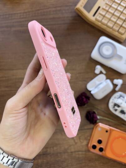 iPhone 17 Air Uyumlu Kadife İç Yüzey Tasarımlı Taşlı Işıltılı Parlak Pırlanta Kılıf Dia Plus - 33