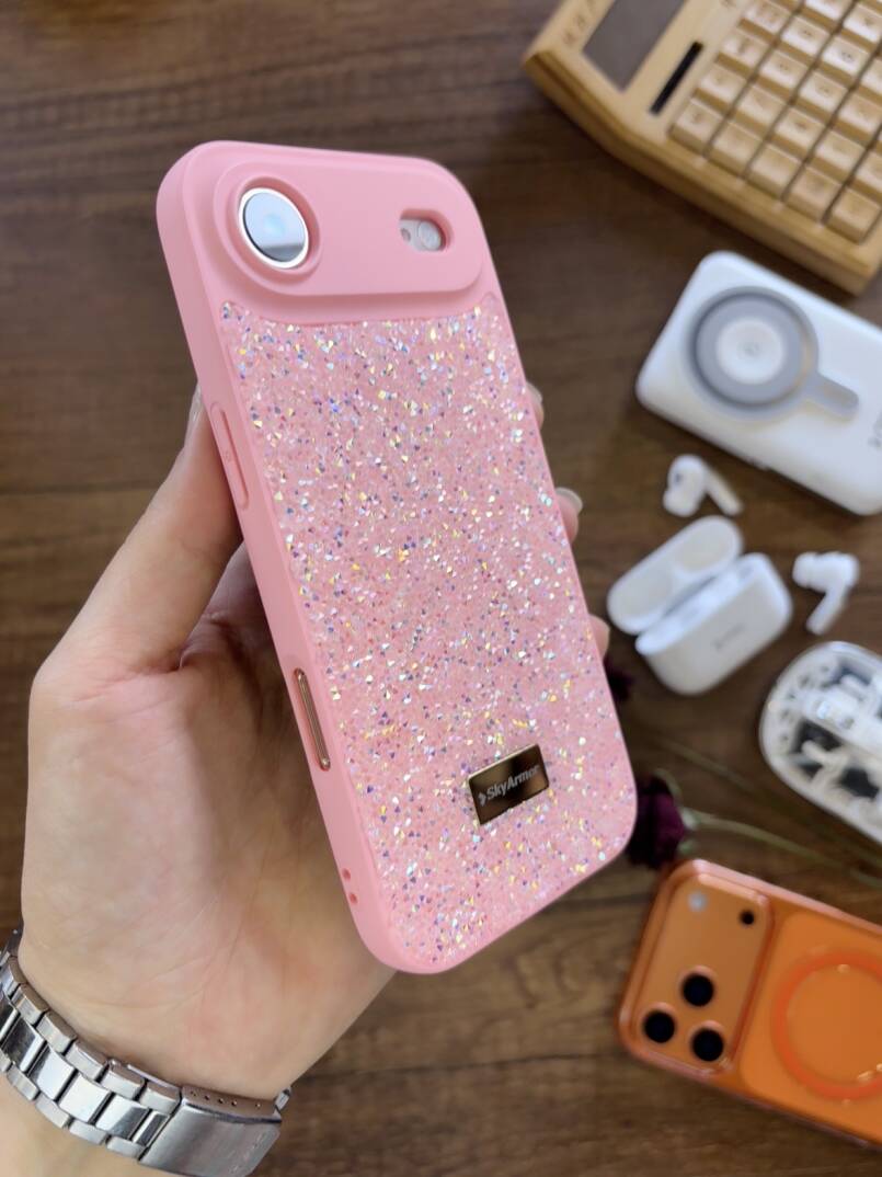 iPhone 17 Air Uyumlu Kadife İç Yüzey Tasarımlı Taşlı Işıltılı Parlak Pırlanta Kılıf Dia Plus - 34