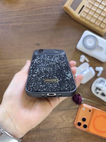 iPhone 17 Air Uyumlu Kadife İç Yüzey Tasarımlı Taşlı Işıltılı Parlak Pırlanta Kılıf Dia Plus - 39
